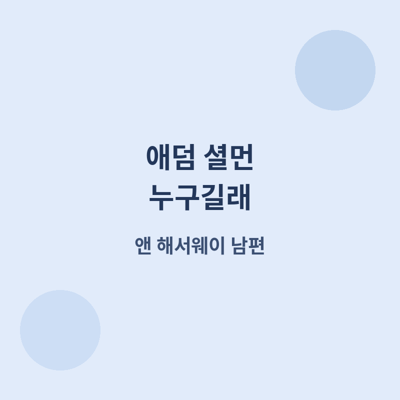 2026 애덤 셜먼 앤 해서웨이 남편 관련 포스터 이미지