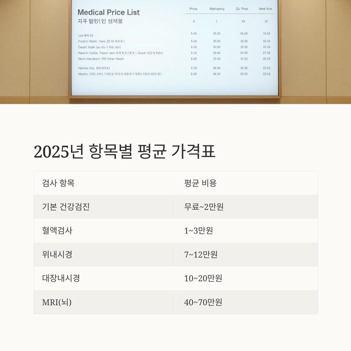2025 건강검진 비용 총정리 항목별 가격표와 꿀팁 요약 이미지