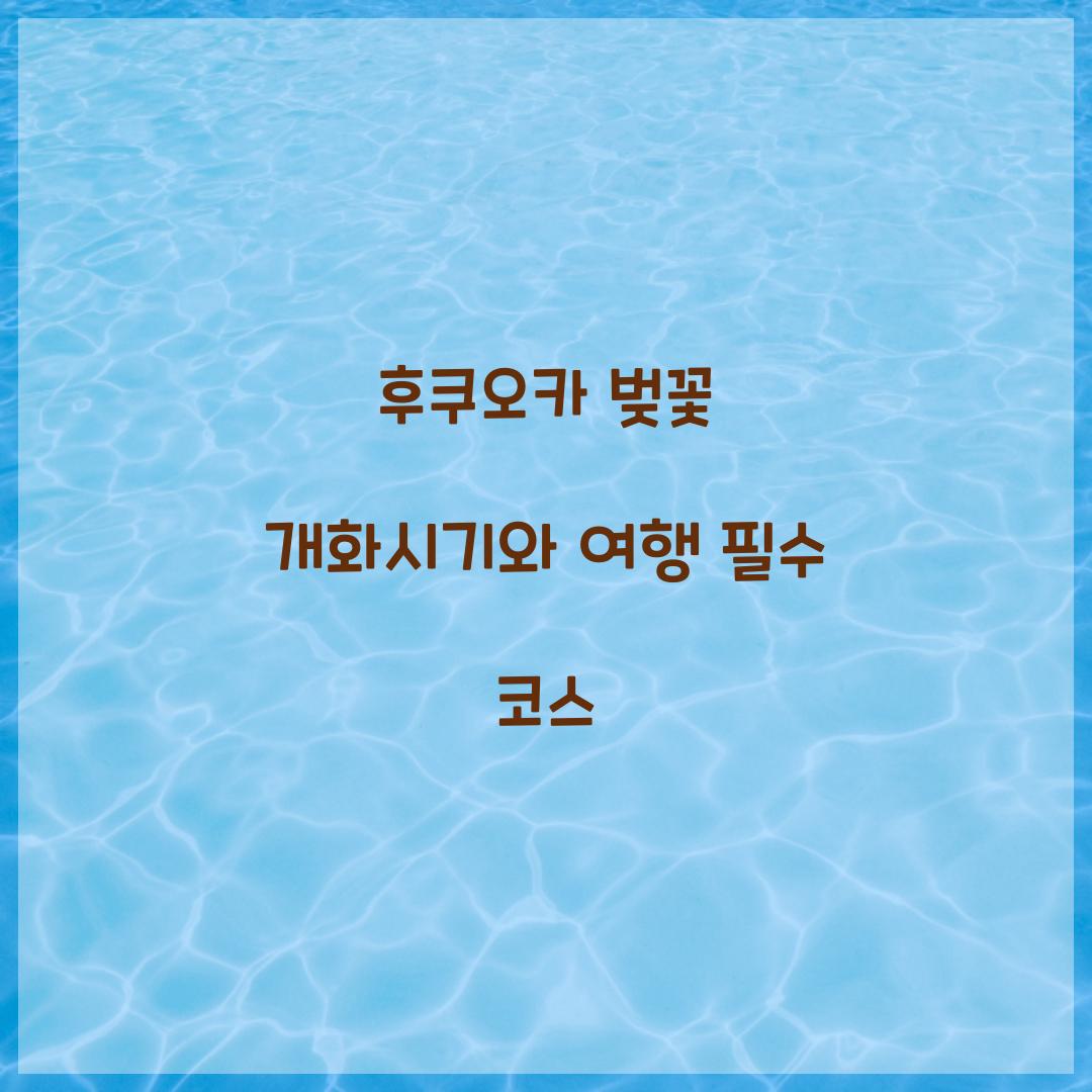 후쿠오카 벚꽃 개화시기
