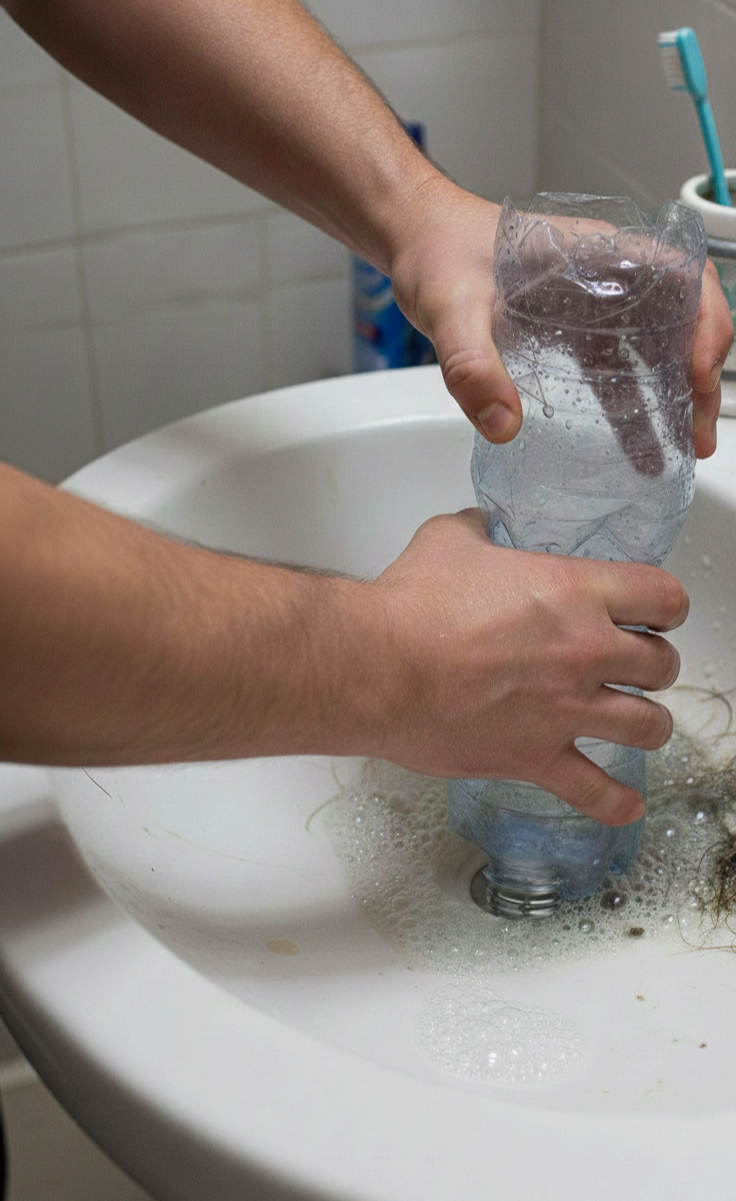 TIP 3. 막힌 세면대, 세정제 없이 “생수병 하나”로 뚫기