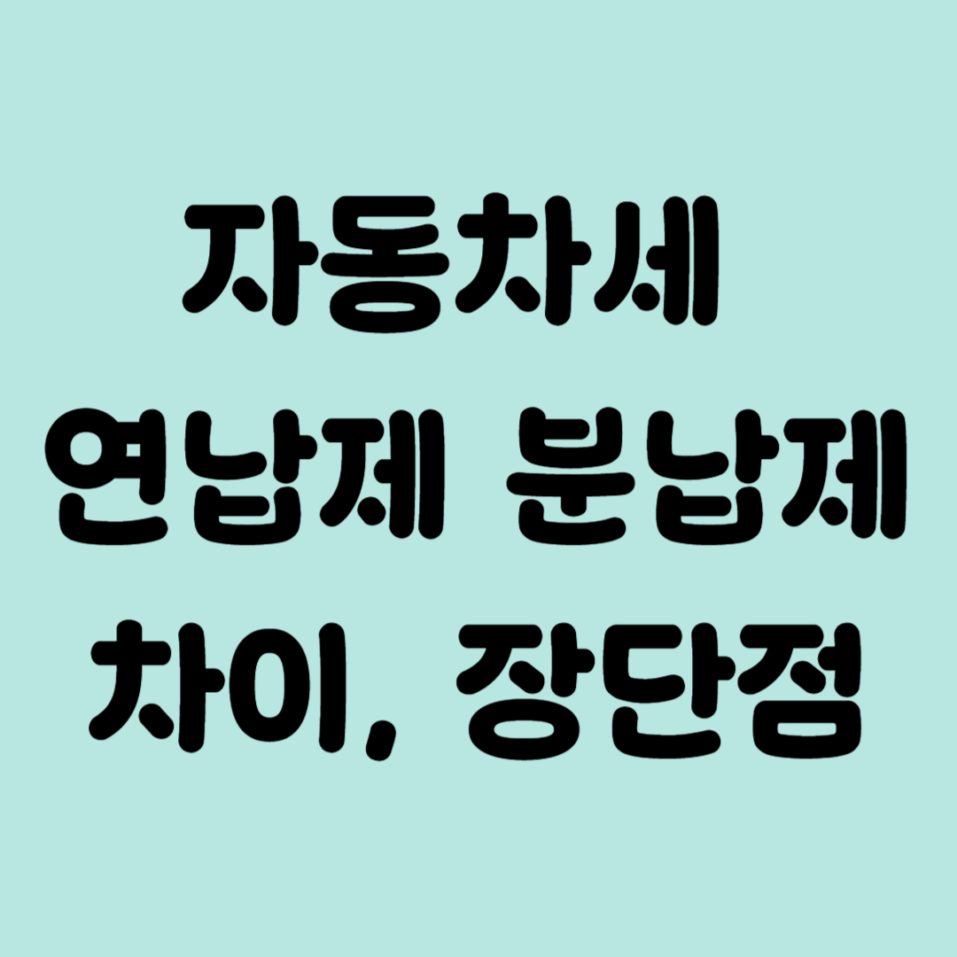 자동차세 연납제 분납제 차이 장단점