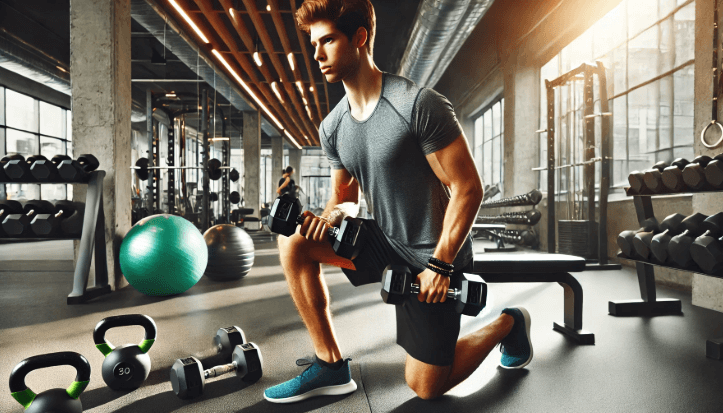 헬스장에서 운동중인 남성