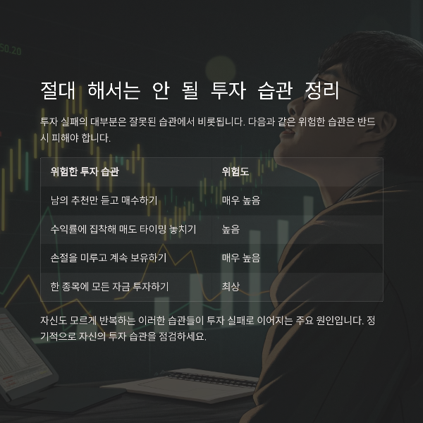 절대 해서는 안되는 투자 습관 정리