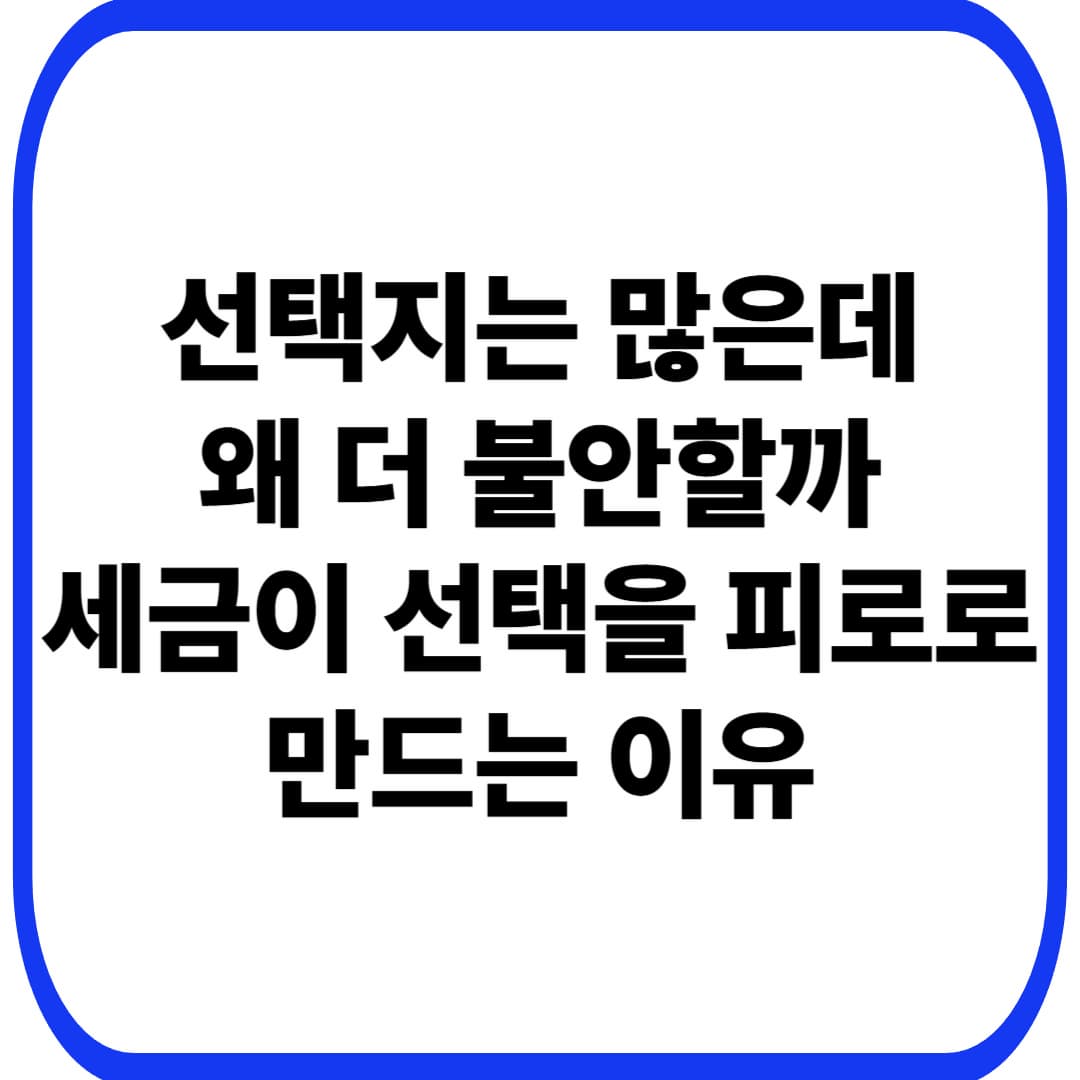세금과 선택의 착각: 선택지가 많을수록 왜 더 불안해지는가