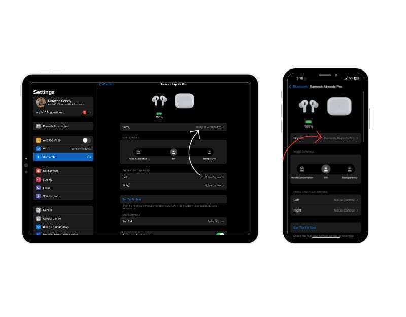 아이패드에서 에어팟 이름 바꾸기