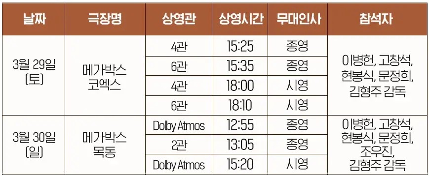 영화 승부 무대인사 일정 및 예매 방법