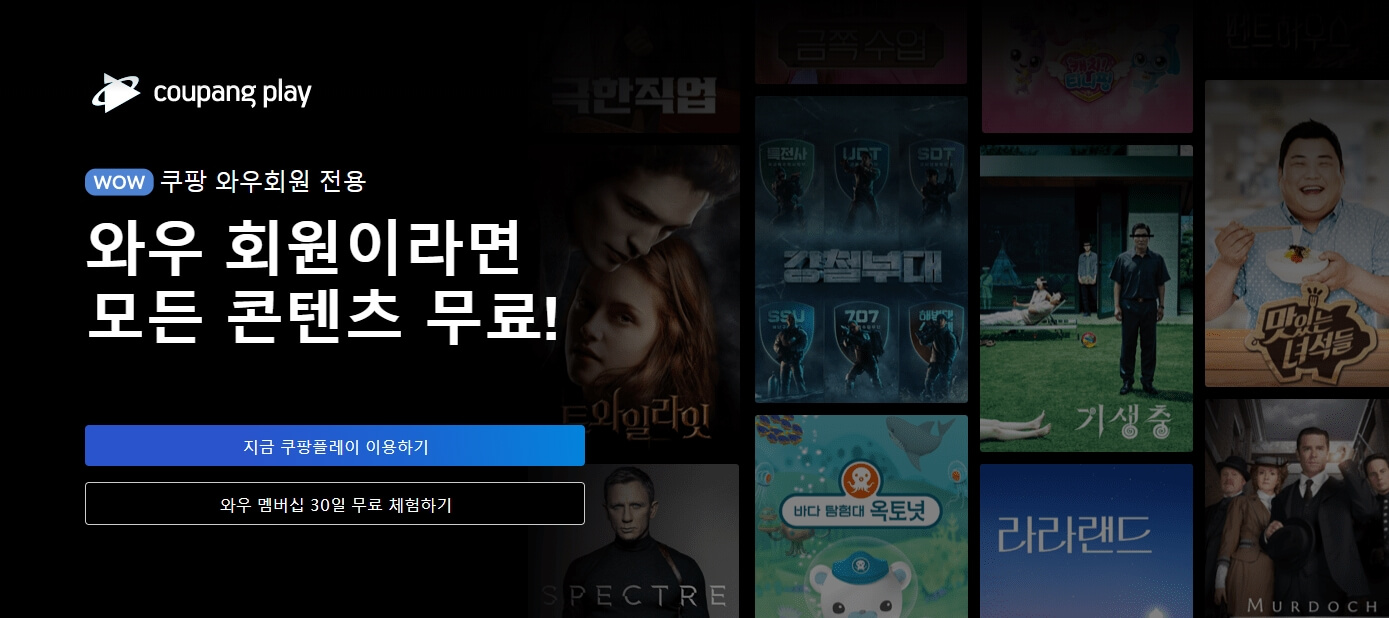 쿠팡플레이 이용 가능 컨텐츠