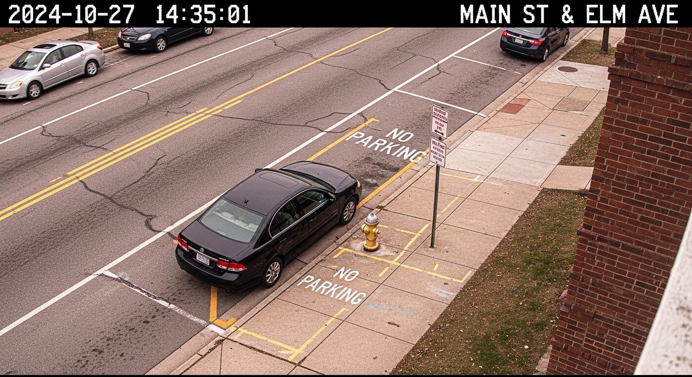 주정차 단속 구역에 설치된 금지 표지판