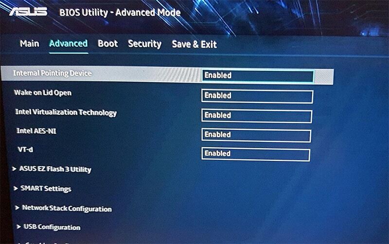 바이오스 설정으로 터치패드 수정