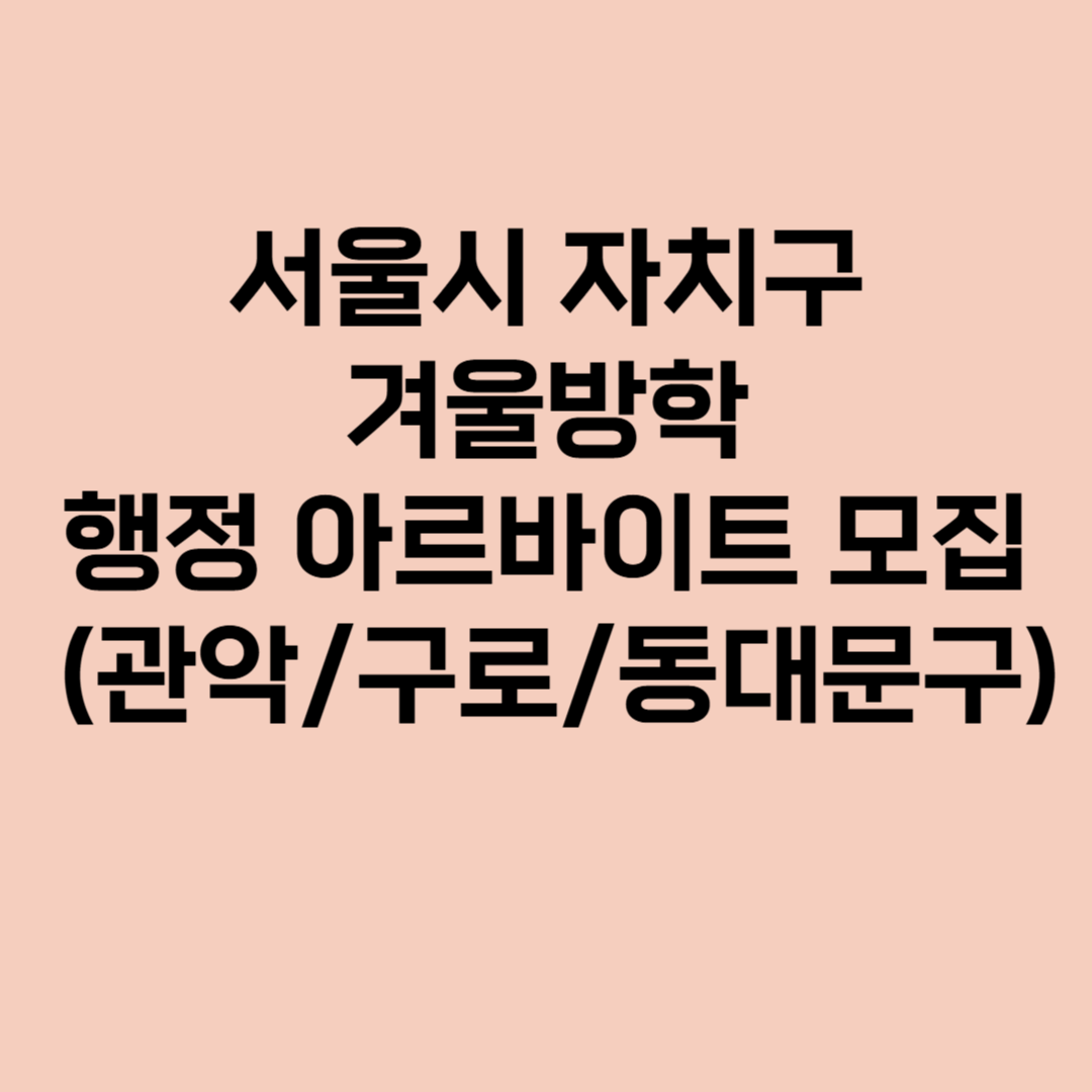 서울시 자치구 겨울방학 행정 아르바이트 모집