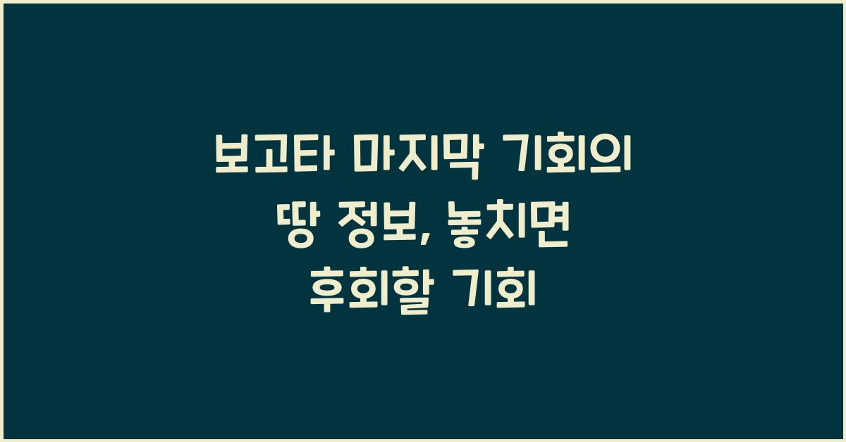 보고타 마지막 기회의 땅 정보
