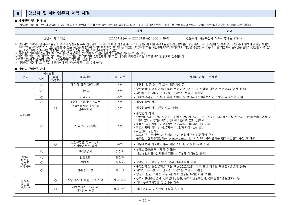 디에이치 방배 당첨자 예비자 계약 체결