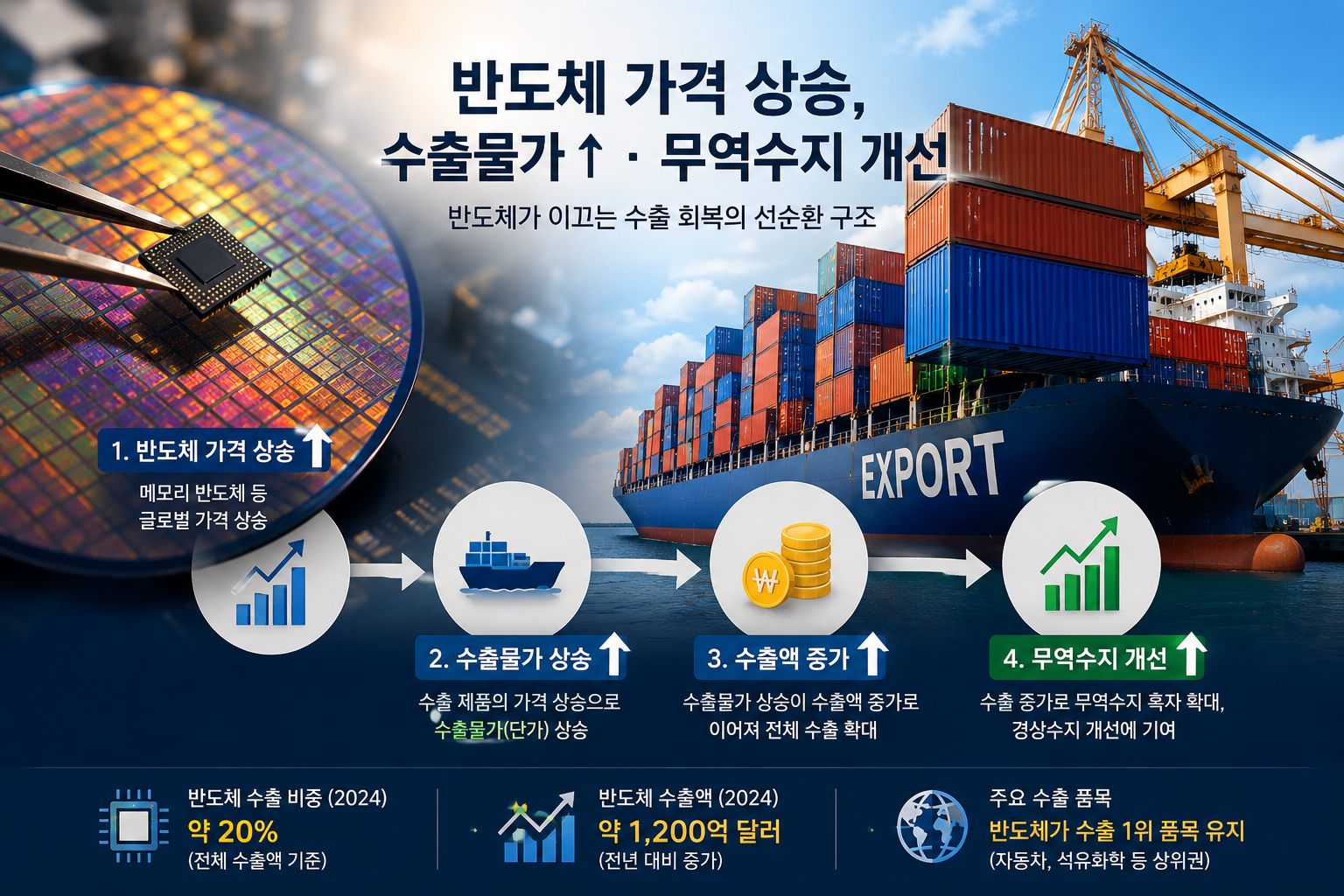 반도체 웨이퍼와 수출 컨테이너