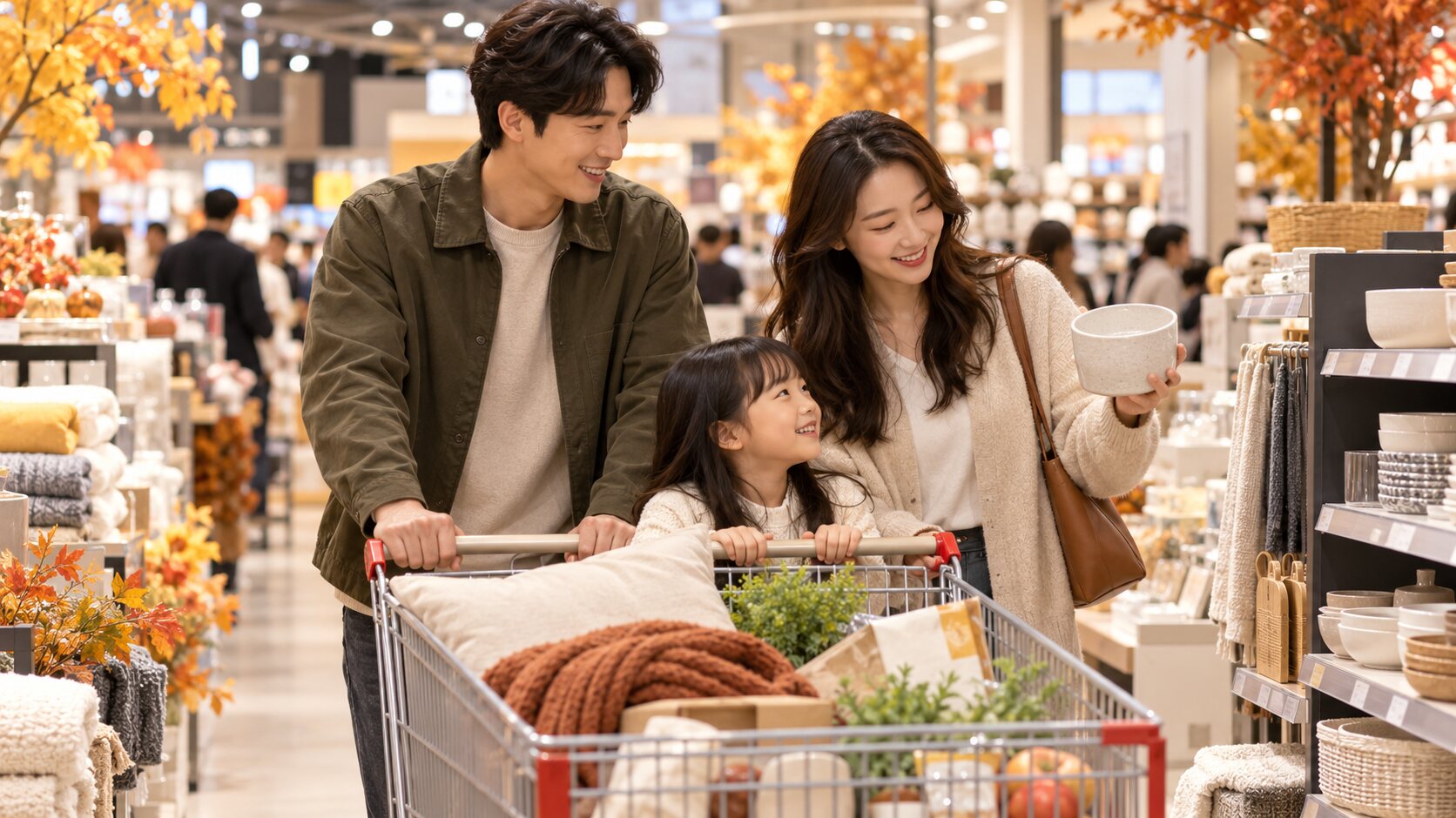 코리아 그랜드 페스티벌을 앞두고 가을 장보기와 할인 정보를 확인하는 모습