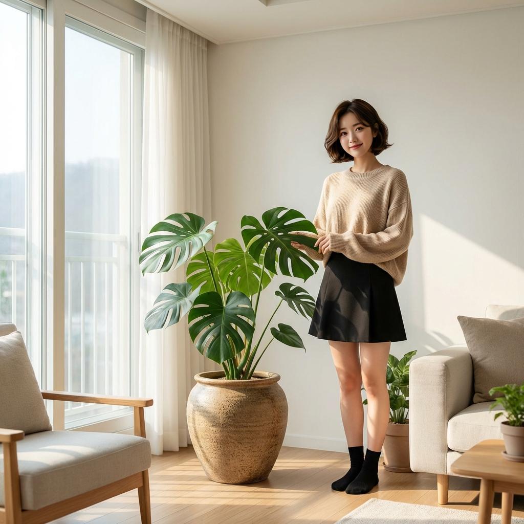 분당 이매촌 아파트 거실에 어울리는 대형 식물 배치법