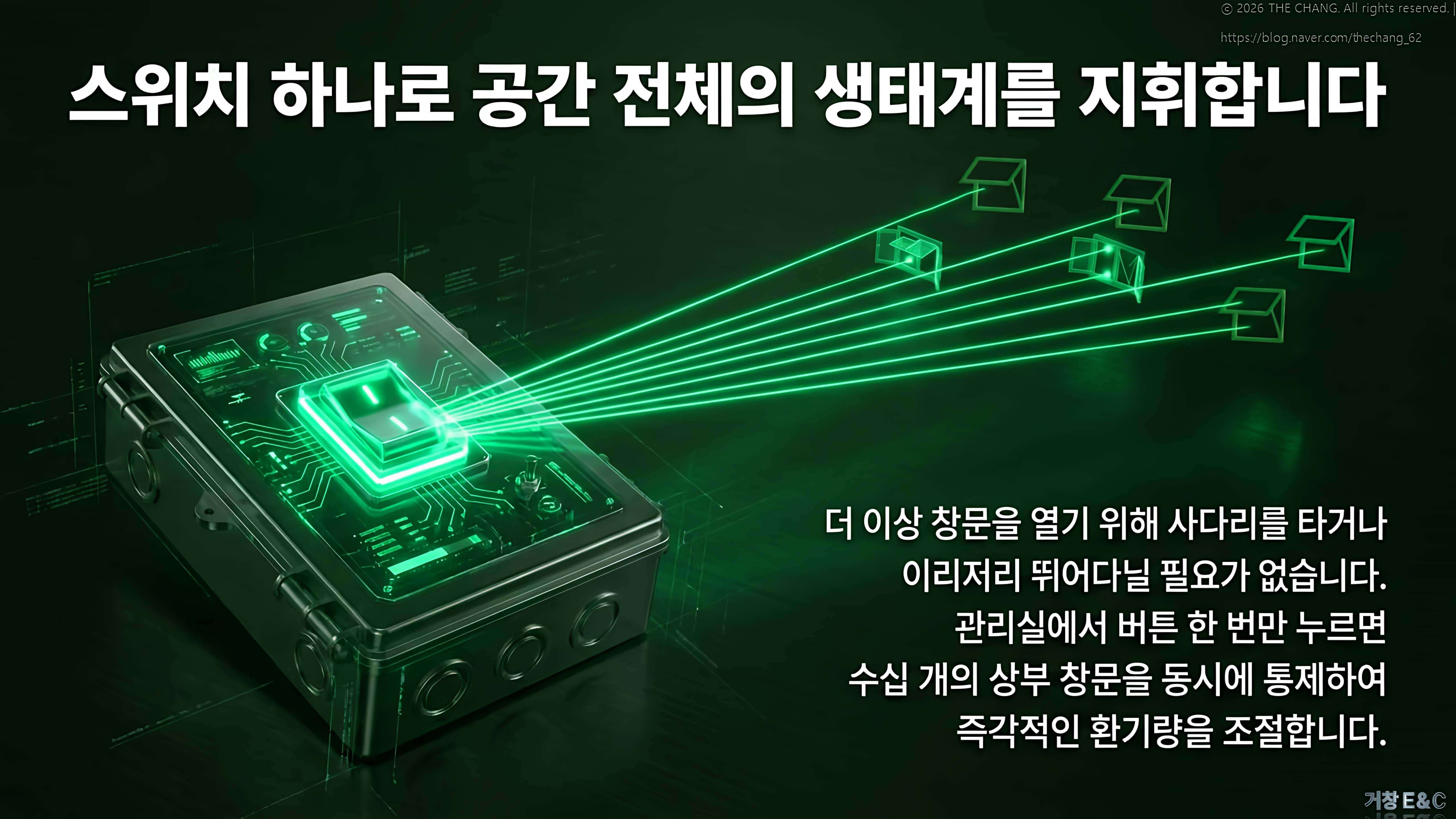 상부 창문 동시 통제, 즉각적 환기량 조절, 거창 E&amp;C