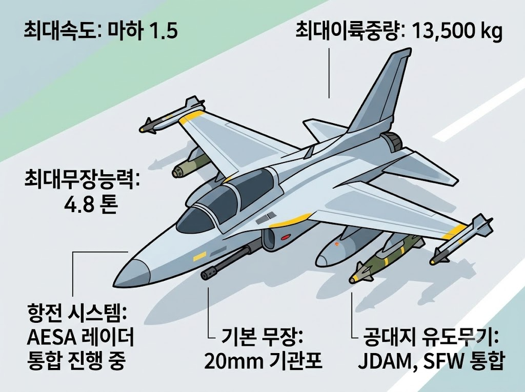 FA-50 경공격기 핵심 제원 및 성능 분석