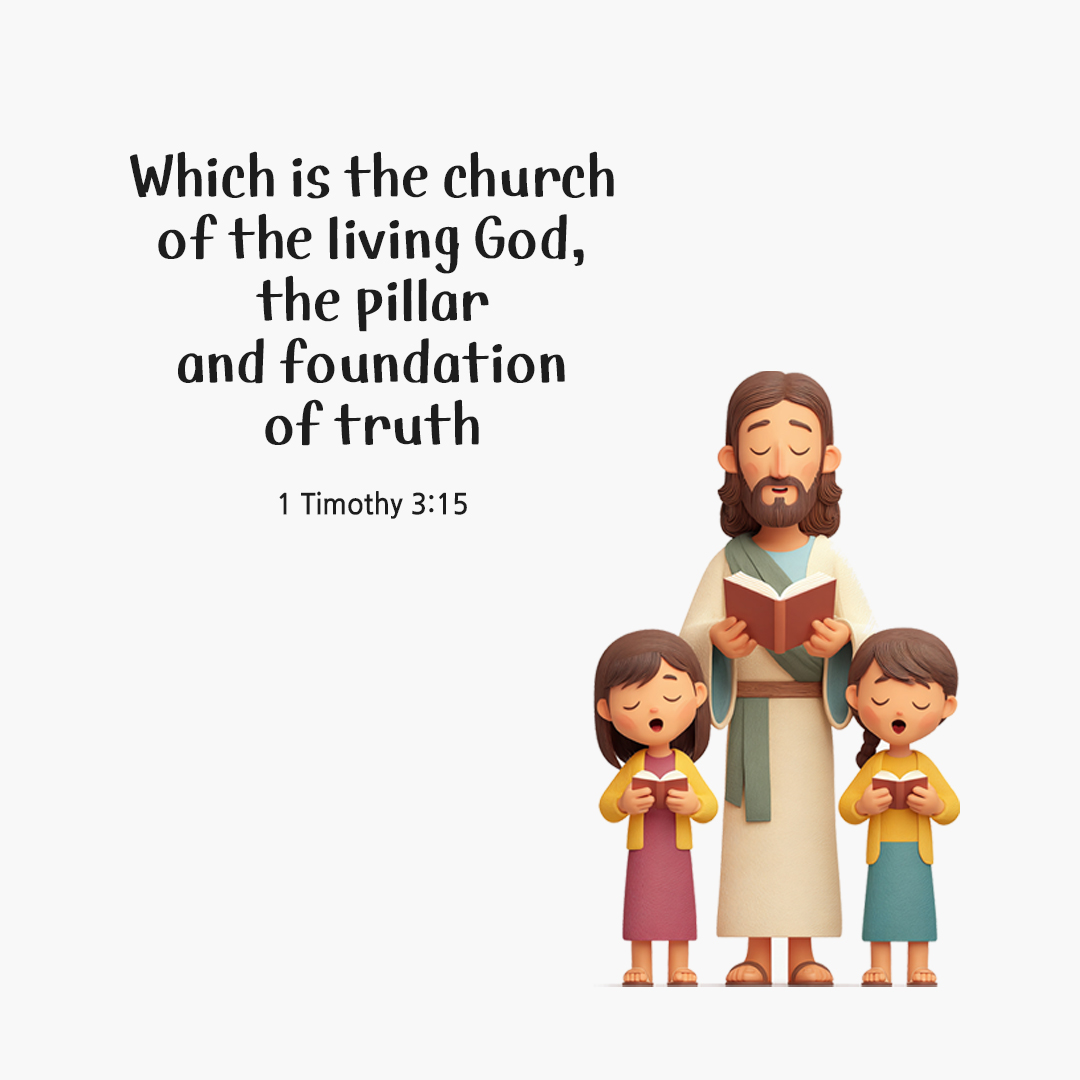 Which is the church of the living God, the pillar and foundation of truth. (1 Timothy 3:15) by pieonane Daily Bible quote image