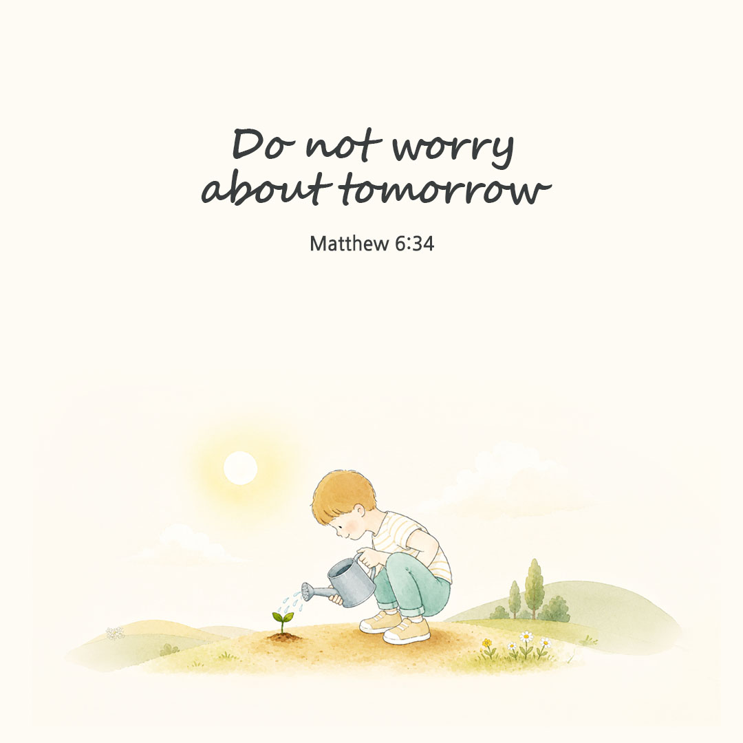 Today's Bible verse card Matthew 6:34 scripture image