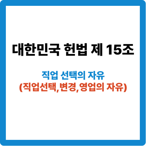 대한민국헌법 제15조: 직업선택의 자유, 내 직업, 내 삶의 자유는 어디까지일까?