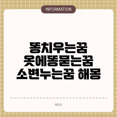 똥치우는꿈 옷에똥묻는꿈 소변누는꿈 해몽