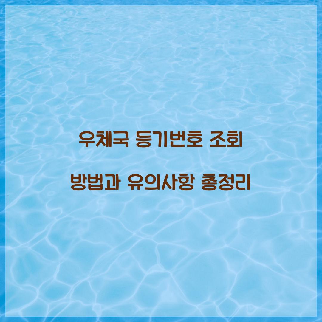 우체국 등기번호 조회