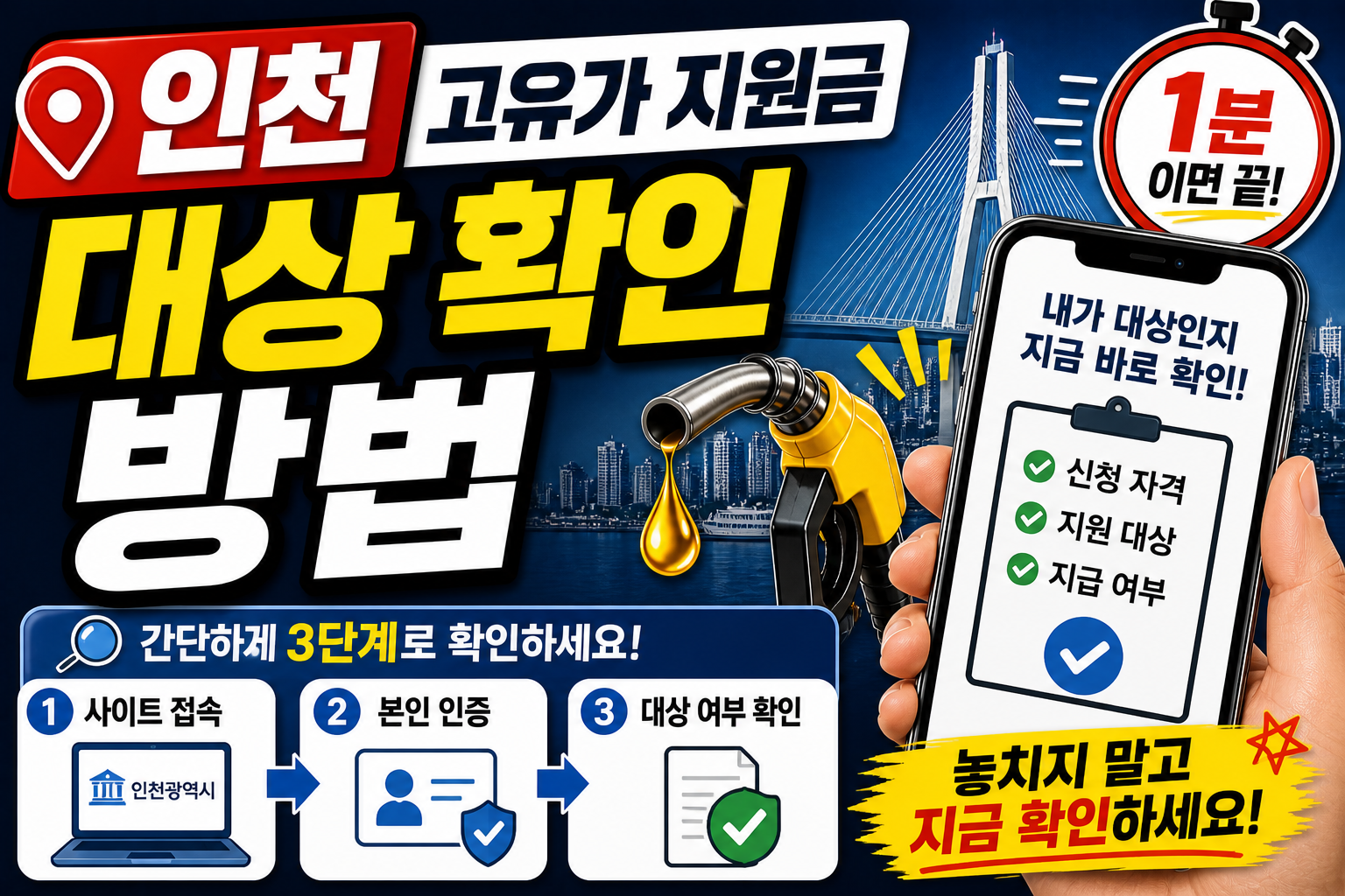 인천 고유가 지원금 총정리 (대상&middot;지급일 한눈에)