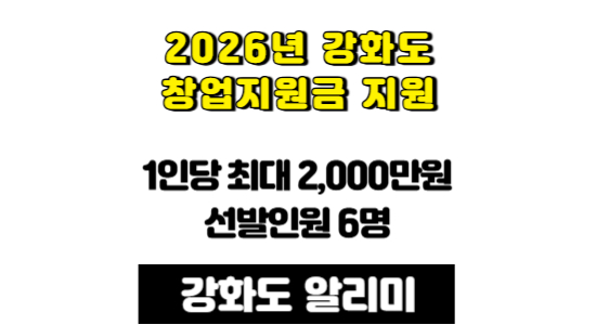 강화도 창업 지원금 2,000만 원