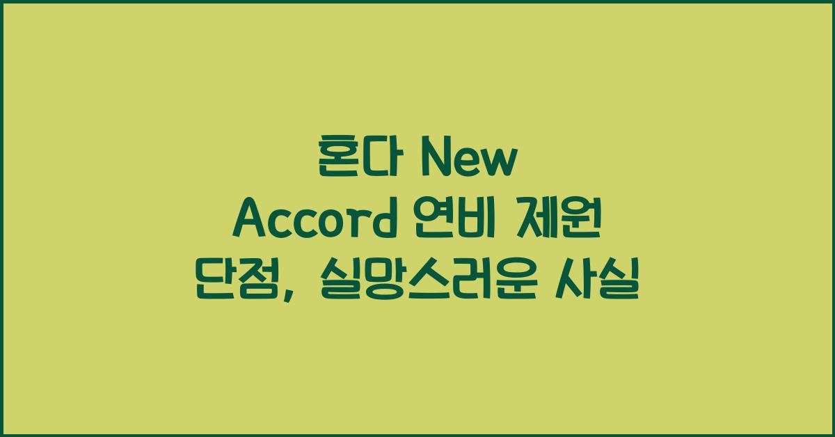 혼다 New Accord 연비 제원 단점
