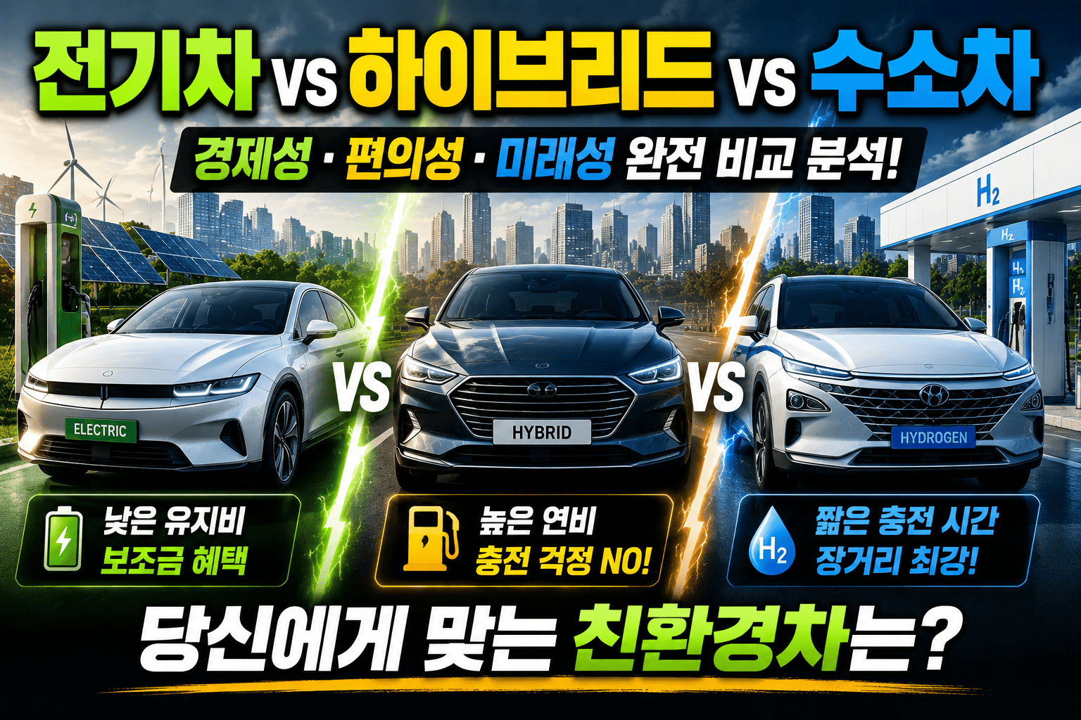 친환경차별 특징 분석 (경제성, 편의성, 미래성)