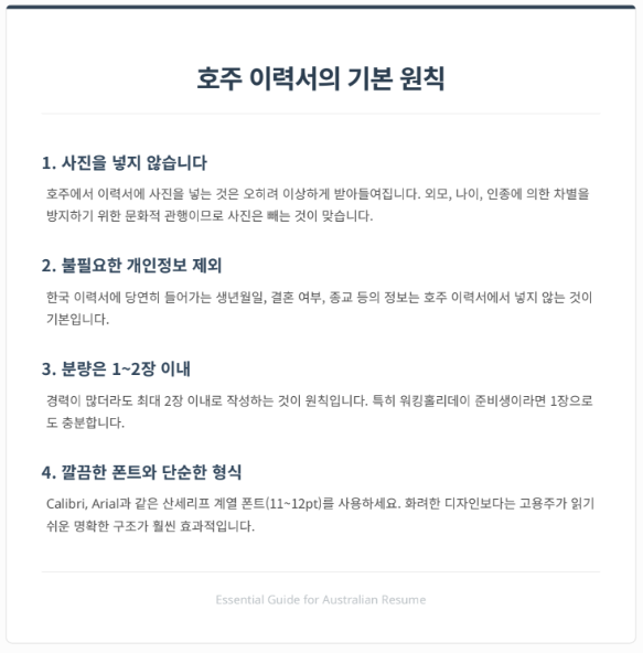 호주 워홀 이력서 Resume 쓰는 방법