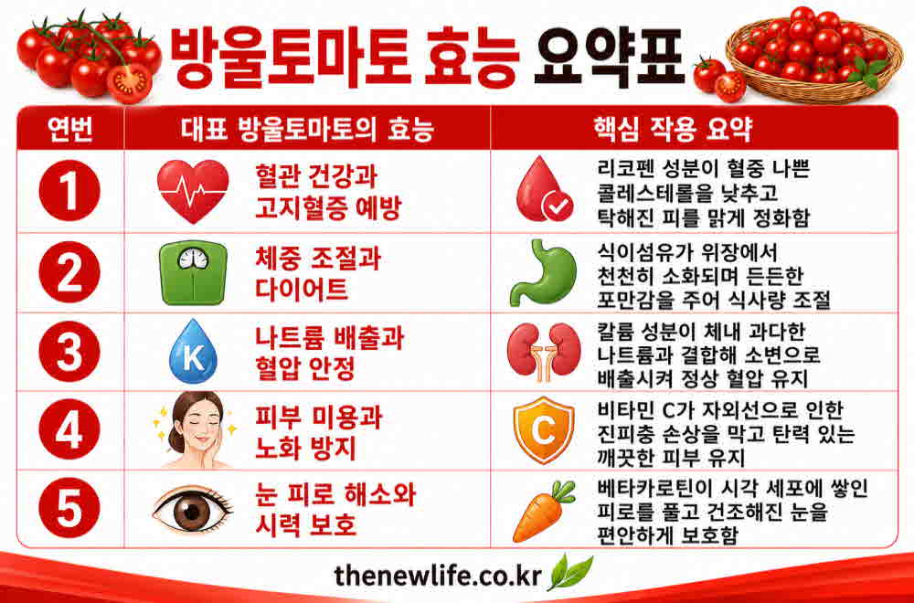 방울토마토 효능 요약표