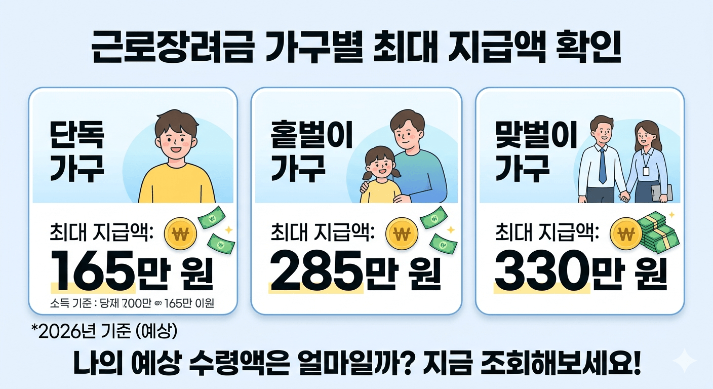 2026 근로장려금 예상 금액 조회 및 신청 방법 총정리 (최대 330만 원)