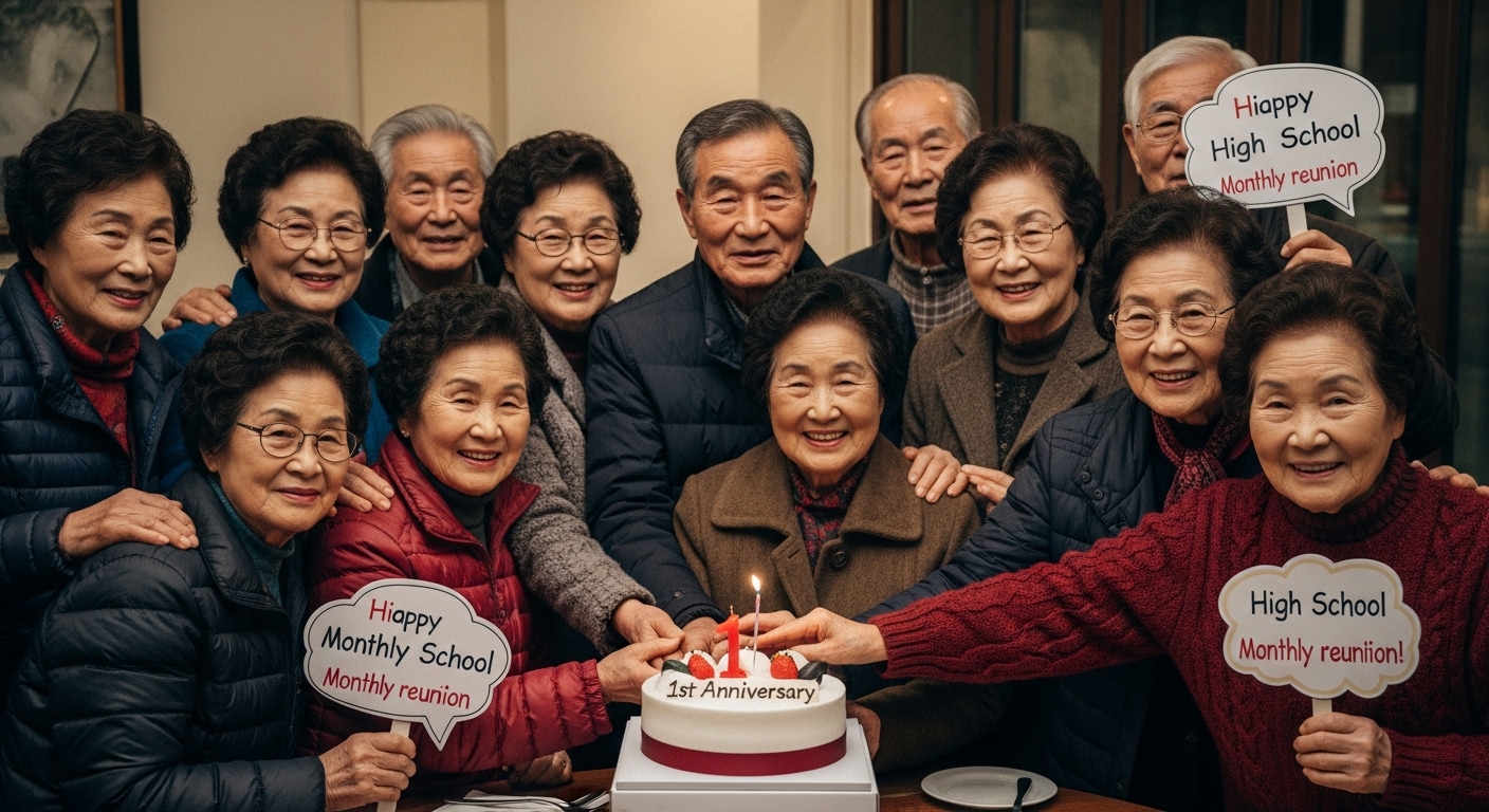50년 만에 재회한 고등학교 동창들의 동창회 모임