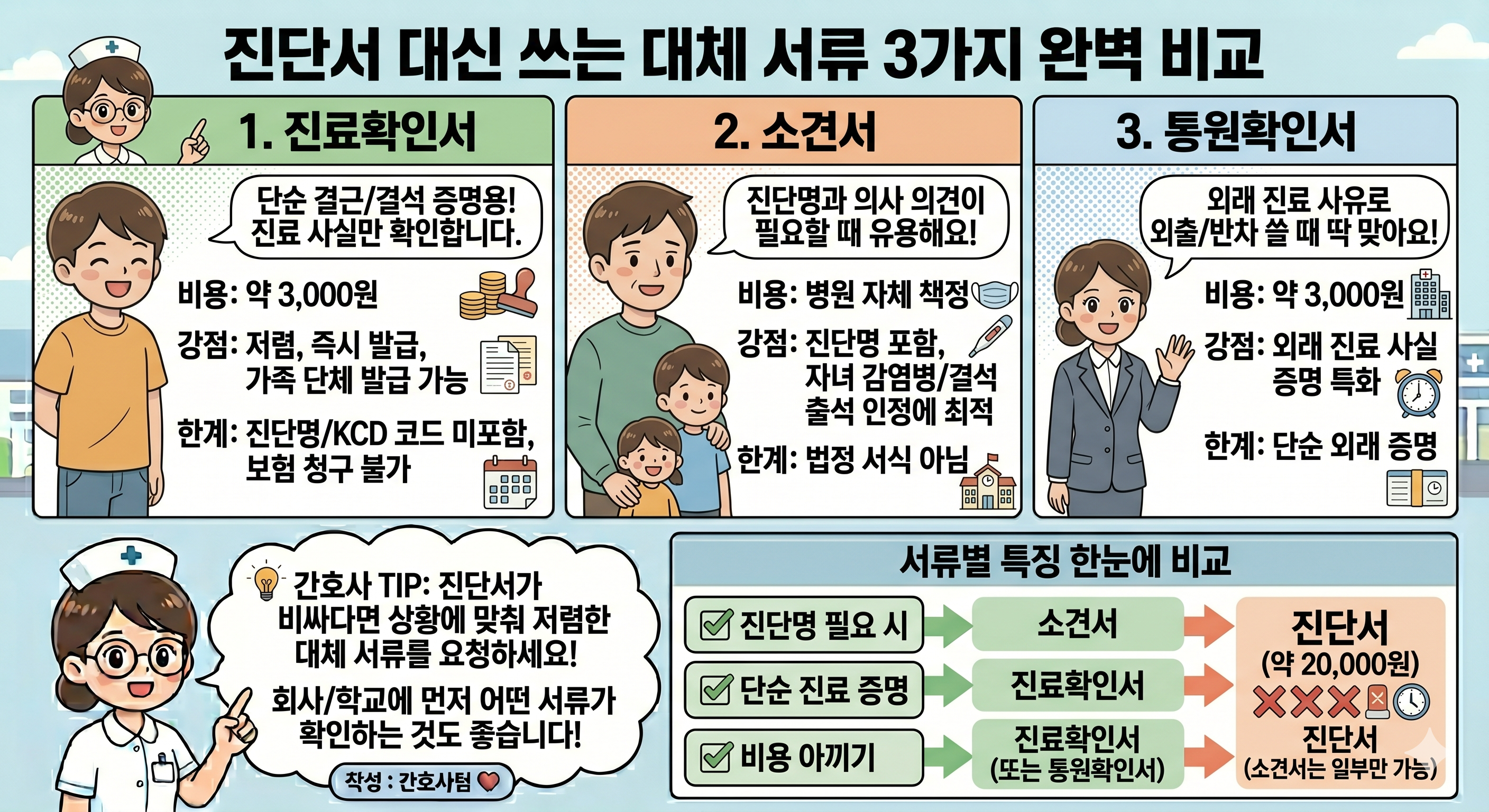 회사&middot;학교 제출용 병원 서류, 비싼 '진단서' 대신 쓸 수 있는 대체 서류 3가지