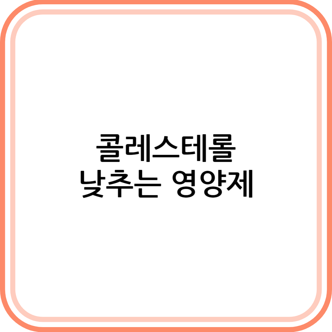 콜레스테롤 낮추는 영양제