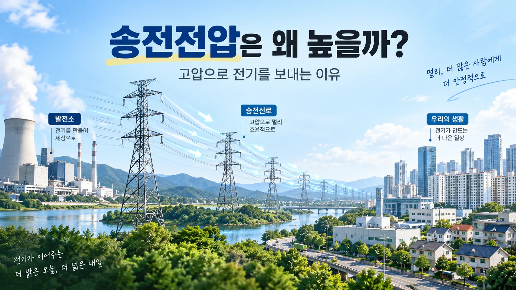 송전전압이 높은 이유와 고압 송전선로
