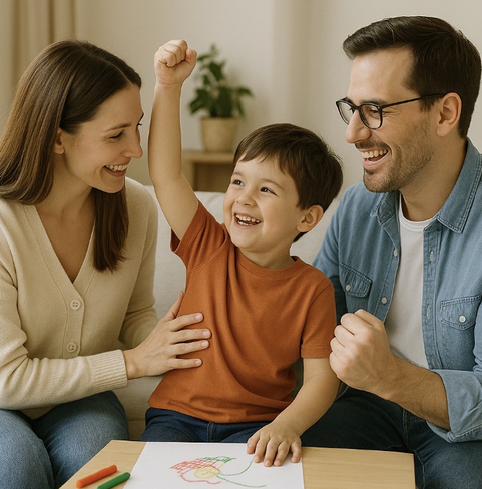 아이를 응원해주는 부모 사진
