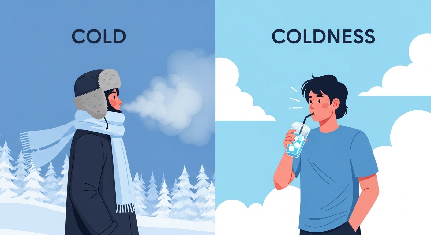 '춥다'와 '차갑다'를 비교하는 이미지