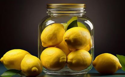 유리병에 들어 있는 레몬 사진