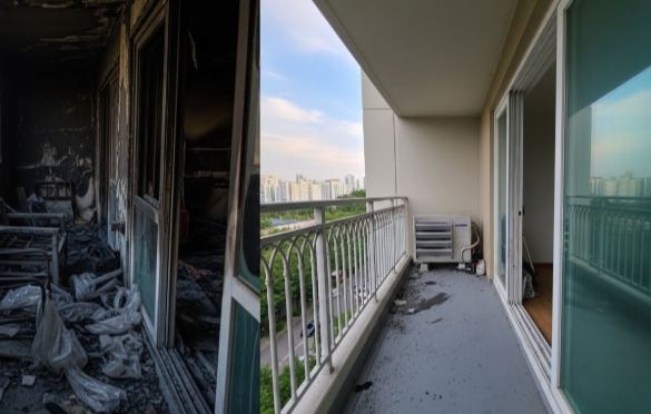 베란다 화재청소중