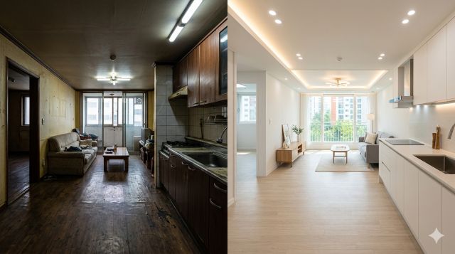 20년 구축 아파트 리모델링 전후 비교 이미지