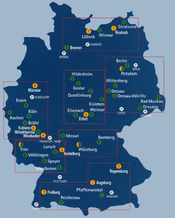 독일 유네스코 문화유산 지도 사진