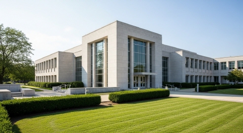 정부청사 또는 관공서 외부 전경, 깔끔한 구조물