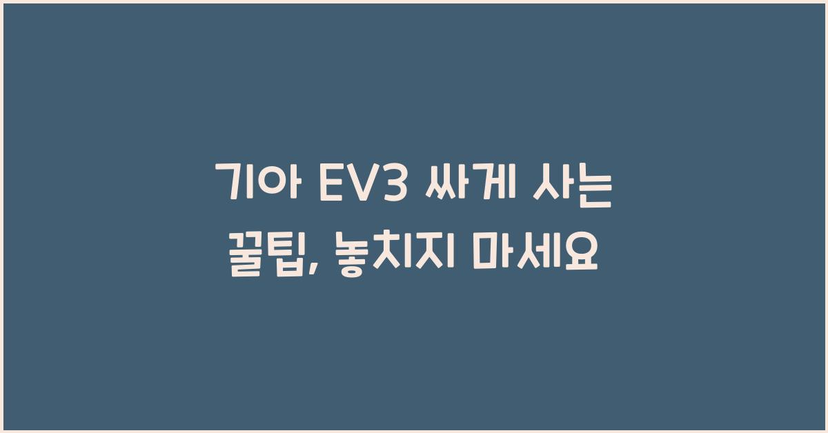 기아 EV3 싸게 사는 꿀팁