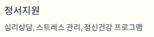 경기청년역량강화 기회지원사업 지원항목 - 정서지원
