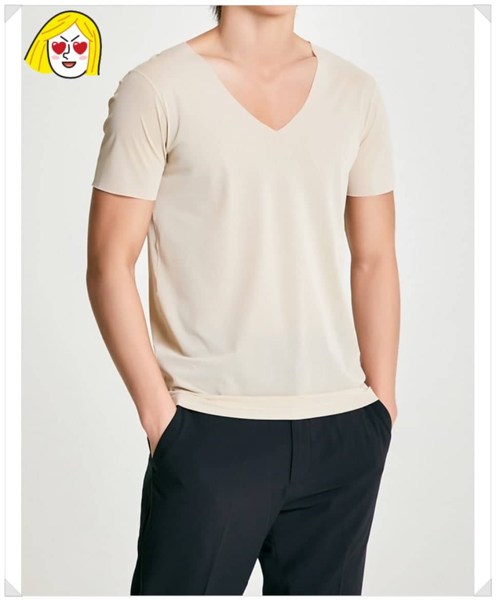 스파오 쿨테크 심리스 V넥 반팔