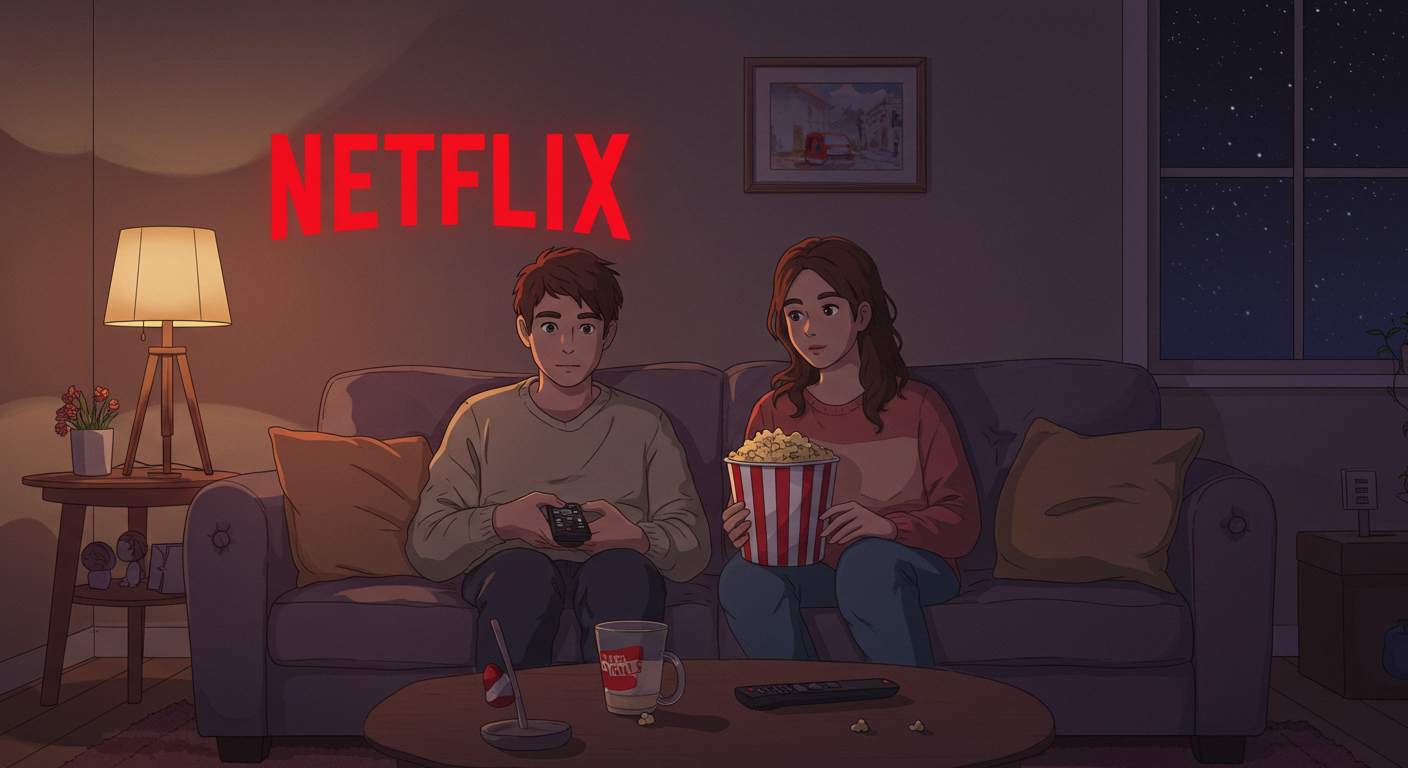 넷플릭스 인기 드라마와 영화를 선택하는 장면