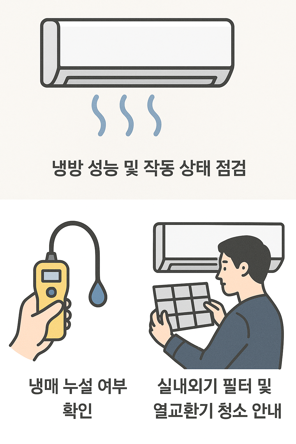 에어컨 필터 확인,작동확인 그림