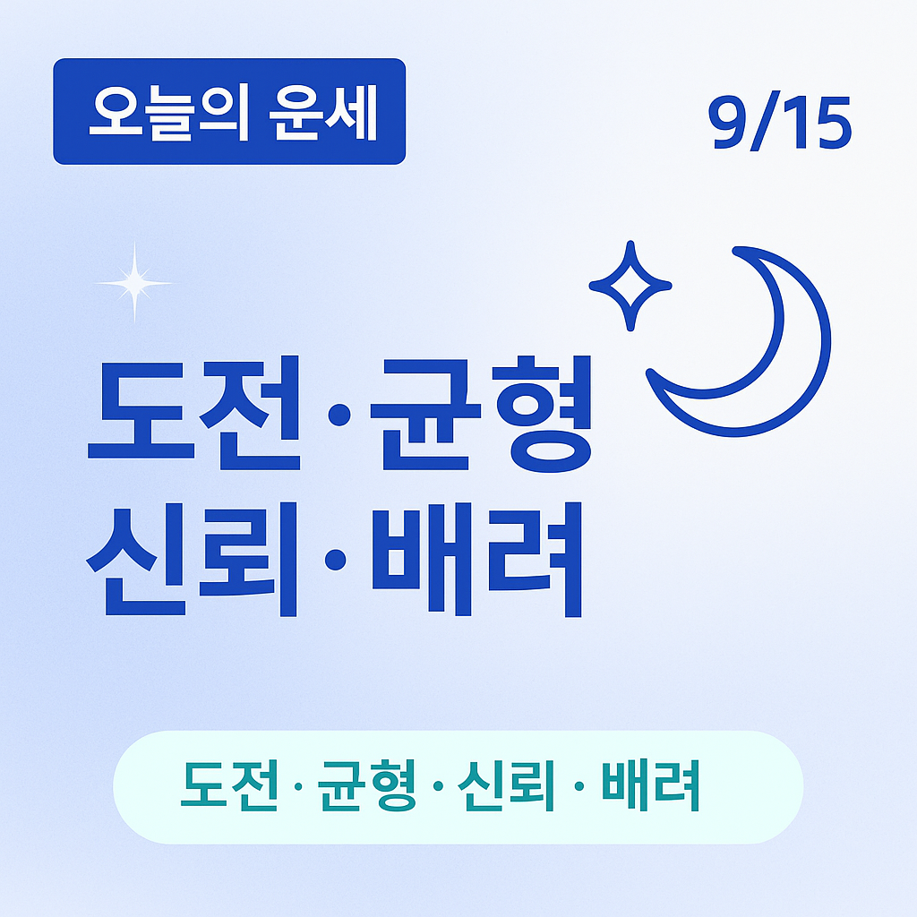 025년 9월 15일 오늘의 운세 썸네일, 파란 그라디언트와 별 아이콘